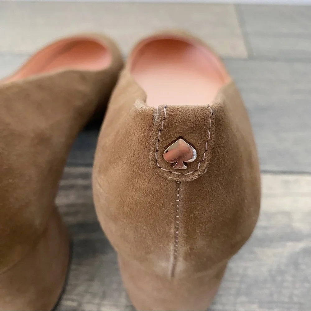 Kate Spade Shoes Size 10.5 Taupe Tan Brown Suede Beverly Pumps Block Heels NIB